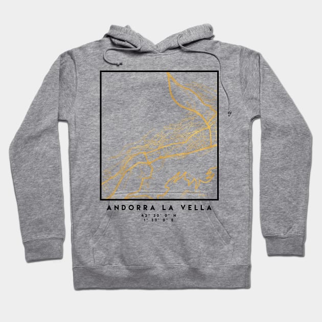 ANDORRA LA VELLA CITY STREET MAP ART Hoodie by deificusArt